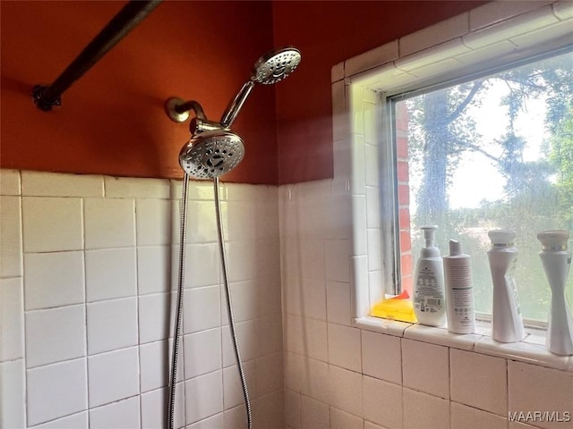 bathroom view of a tile shower