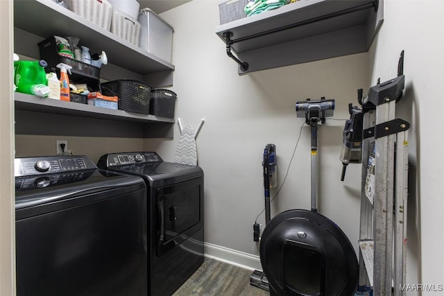 529 Hickory Dr, Wetumpka, AL 36092 - washroom with washer and clothes dryer and dark wood-style flooring