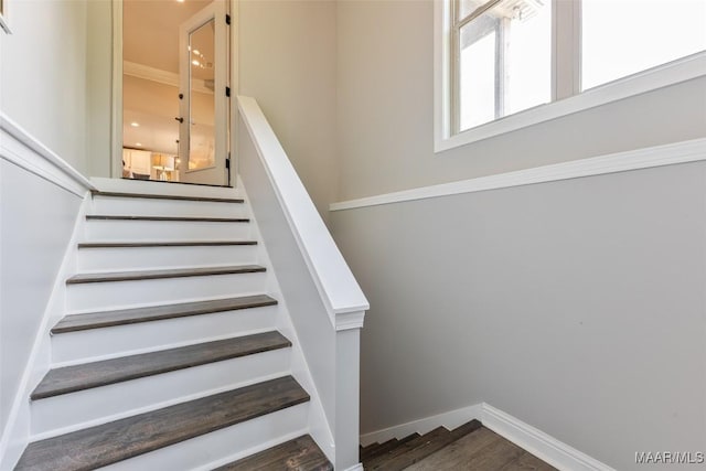 529 Hickory Dr, Wetumpka, AL 36092 - staircase with wood finished floors and baseboards