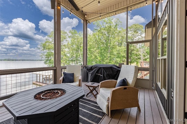 529 Hickory Dr, Wetumpka, AL 36092 - sunroom / solarium with a water view and a fire pit