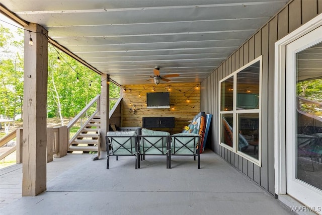 529 Hickory Dr, Wetumpka, AL 36092 - view of patio / terrace with stairway and a ceiling fan
