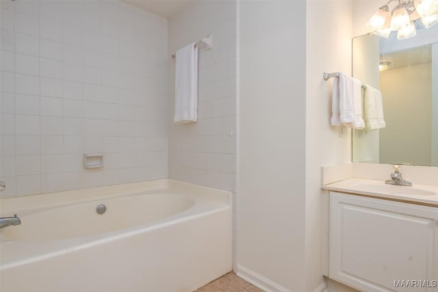 422 River Oaks Dr, Wetumpka, AL 36092 - bathroom with vanity, tile patterned flooring, and a chandelier