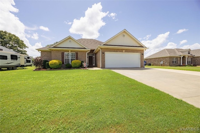 207 Pine Level Rdg, Deatsville, AL 36022 - view of front of home featuring driveway, an attached garage, a front yard, and brick siding