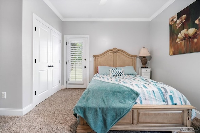 145 Mountain Meadows Ln, Wetumpka, AL 36093 - bedroom featuring carpet flooring, crown molding, and access to exterior