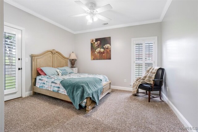 145 Mountain Meadows Ln, Wetumpka, AL 36093 - bedroom featuring carpet floors, crown molding, and ceiling fan