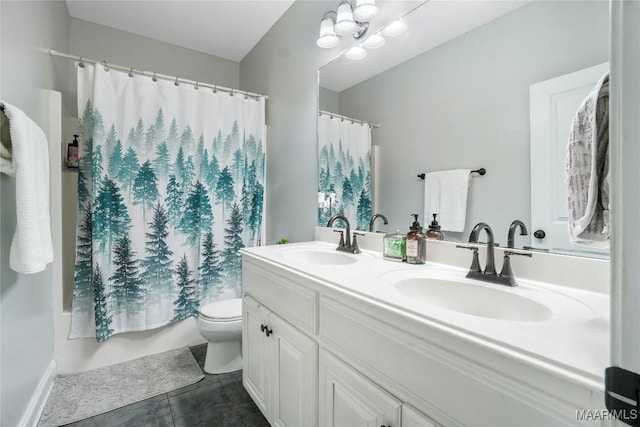 145 Mountain Meadows Ln, Wetumpka, AL 36093 - full bathroom featuring double vanity, tile patterned flooring, and shower / tub combo