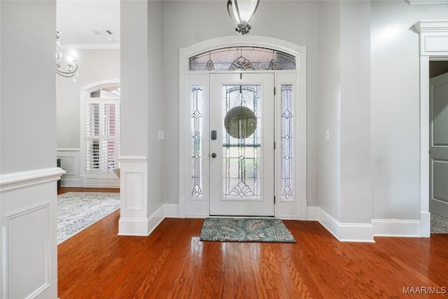 145 Mountain Meadows Ln, Wetumpka, AL 36093 - entrance foyer featuring wood finished floors and ornamental molding