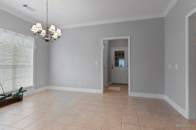 204 St Thomas Ave, Wetumpka, AL 36092 - empty room featuring a chandelier, crown molding, and light tile patterned floors