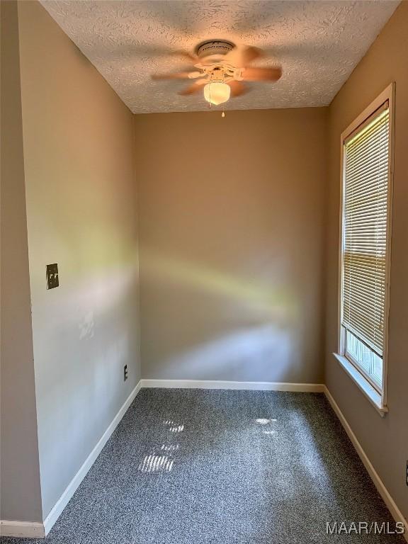 1604 Cobblestone Ct, Montgomery, AL 36117 - spare room featuring a textured ceiling, carpet floors, and a ceiling fan