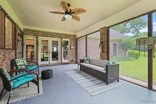 4015 Snowdoun Chambers Rd, Montgomery, AL 36116 - view of patio featuring outdoor lounge area, french doors, and a ceiling fan