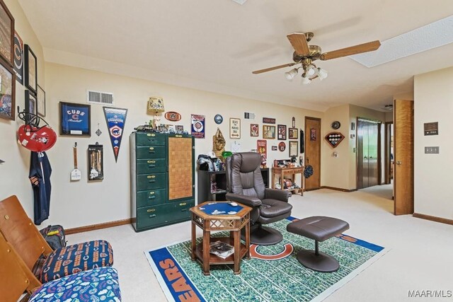 4015 Snowdoun Chambers Rd, Montgomery, AL 36116 - living area featuring light carpet and a ceiling fan