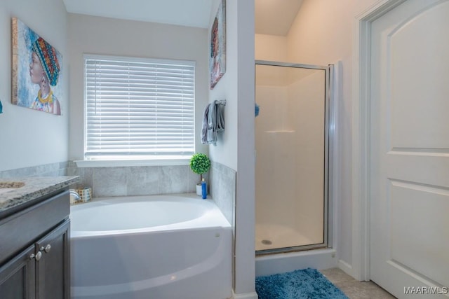 6642 Triston Way, Montgomery, AL 36117 - full bath with a shower stall, a bath, vanity, and tile patterned floors