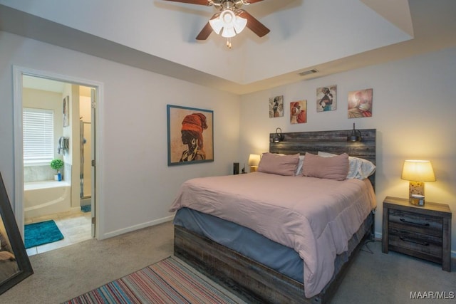 6642 Triston Way, Montgomery, AL 36117 - bedroom with carpet floors, connected bathroom, and a ceiling fan