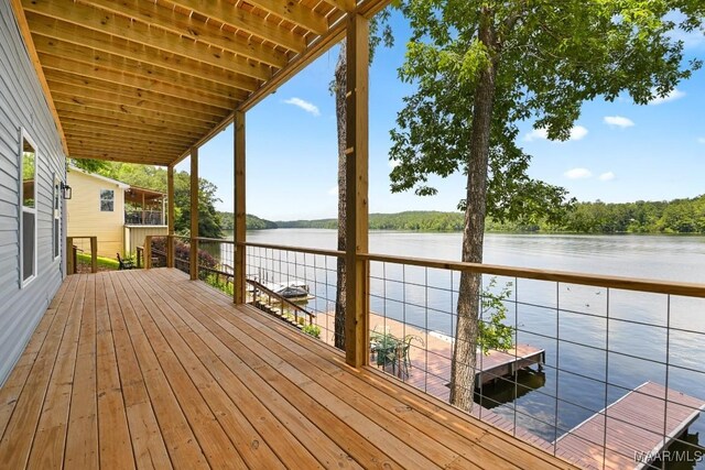 1415 Gold Mine Branch Rd, Marbury, AL 36051 - wooden terrace with a water view
