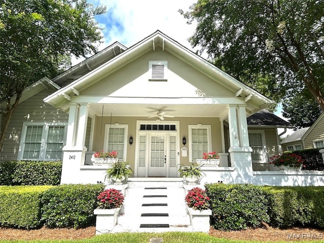 2412 College St, Montgomery, AL 36106 - view of front of home with covered porch, a ceiling fan, and stucco siding