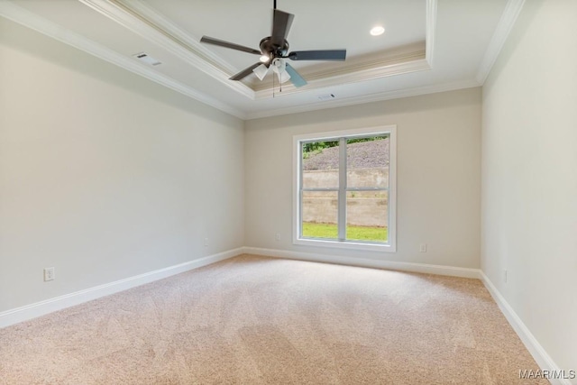 79 Birchwood Ln, Wetumpka, AL 36093 - carpeted empty room featuring a raised ceiling, crown molding, and ceiling fan