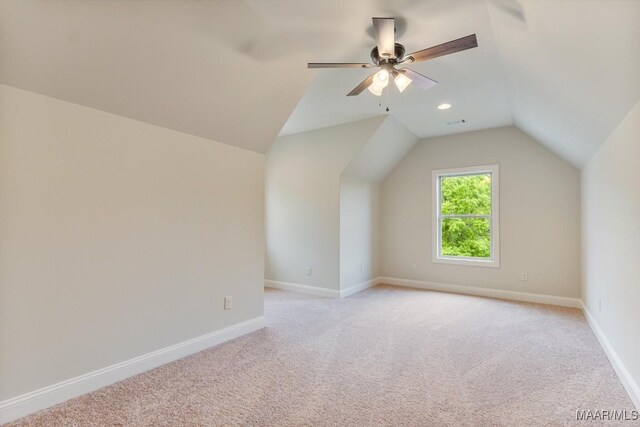 79 Birchwood Ln, Wetumpka, AL 36093 - bonus room featuring light colored carpet, lofted ceiling, and a ceiling fan