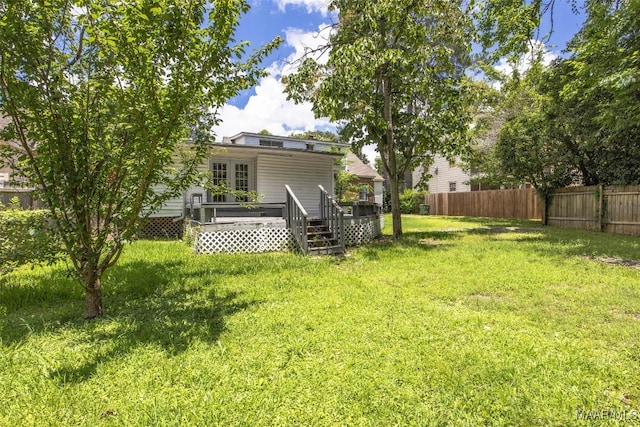 1310 Woodward Ave, Montgomery, AL 36106 - fenced backyard featuring a wooden deck and french doors