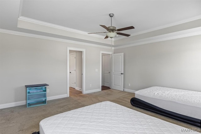 8465 Melbourne Cir, Montgomery, AL 36117 - carpeted bedroom with a raised ceiling, crown molding, and ceiling fan