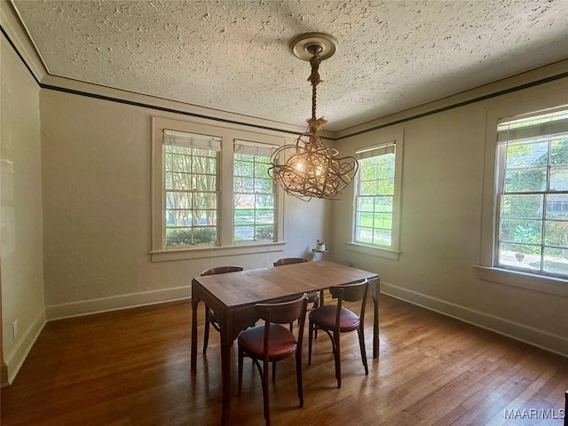 3319 Lexington Rd, Montgomery, AL 36106 - dining room featuring a textured ceiling, a chandelier, and wood finished floors
