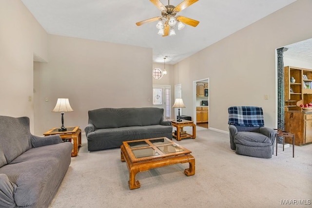 165 Ten Cedars Dr, Titus, AL 36080 - living room featuring carpet floors and a ceiling fan