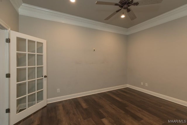 7025 Wynlakes Blvd, Montgomery, AL 36117 - empty room with crown molding, dark wood-style floors, ceiling fan, and recessed lighting