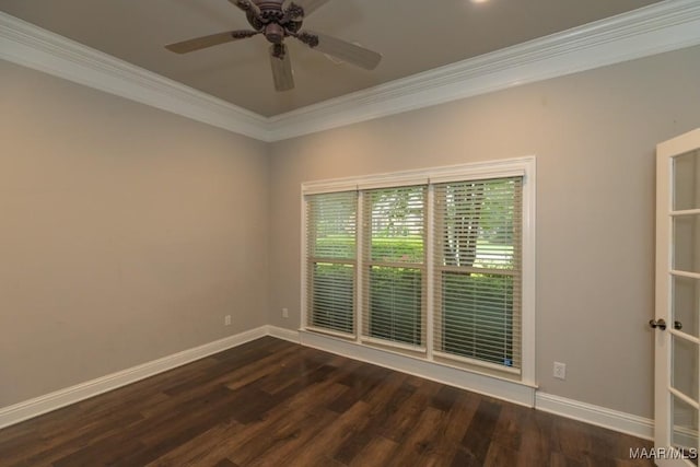 7025 Wynlakes Blvd, Montgomery, AL 36117 - unfurnished room featuring ornamental molding, dark wood-style flooring, and a ceiling fan