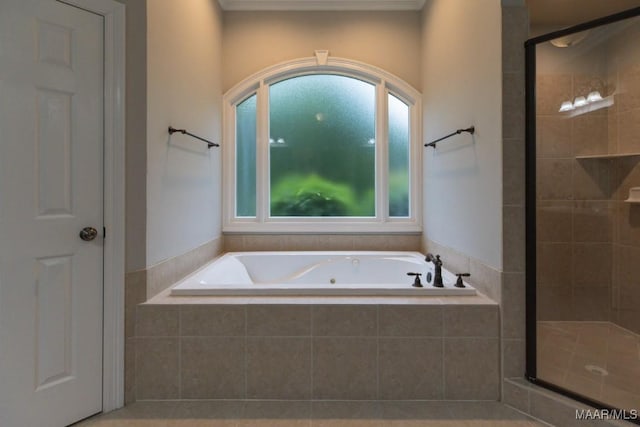 7025 Wynlakes Blvd, Montgomery, AL 36117 - bathroom with a tub with jets and a shower stall