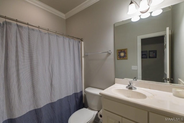 7025 Wynlakes Blvd, Montgomery, AL 36117 - bathroom featuring vanity, crown molding, and a shower with shower curtain
