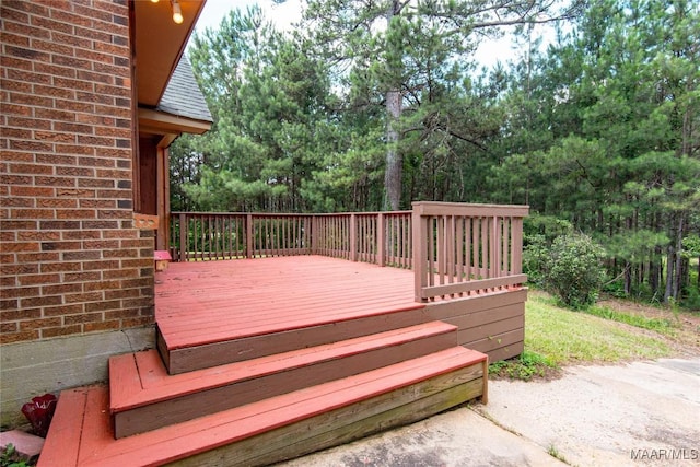 1245 Providence Rd, Titus, AL 36080 - wooden terrace with view of wooded area