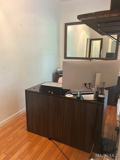 124 Reid Cir, Deatsville, AL 36022 - home office featuring crown molding and light wood-style floors