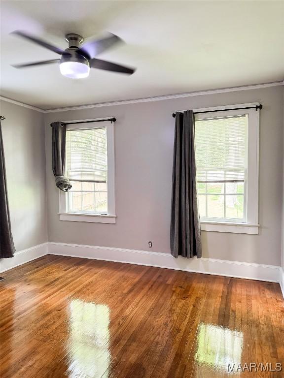 3155 Wilmington Rd, Montgomery, AL 36105 - unfurnished room featuring ornamental molding, wood finished floors, and ceiling fan