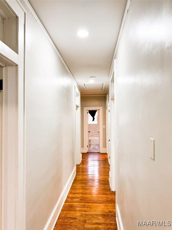 3155 Wilmington Rd, Montgomery, AL 36105 - hall featuring attic access and wood finished floors
