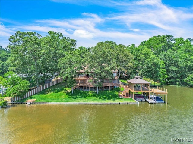 215 Hickory Rd, Titus, AL 36080 - dock area with a deck with water view and a gazebo