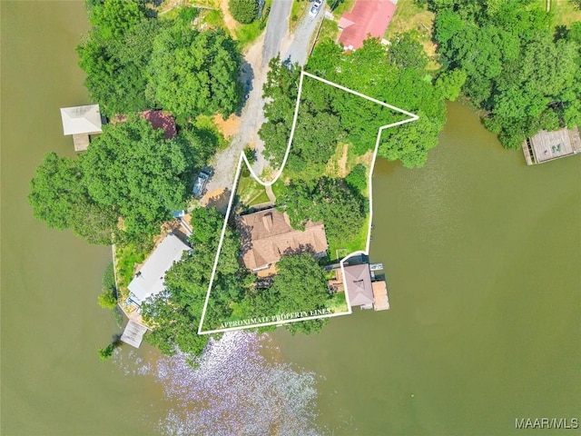 215 Hickory Rd, Titus, AL 36080 - aerial overview of property's location with property parcel outlined and a large body of water