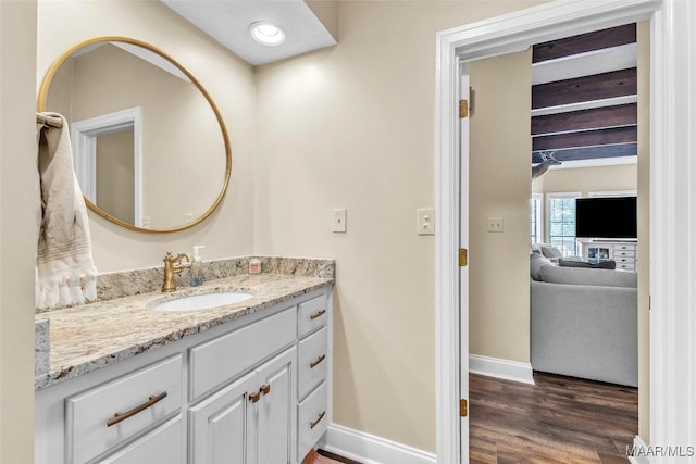 215 Hickory Rd, Titus, AL 36080 - bathroom with vanity and wood finished floors