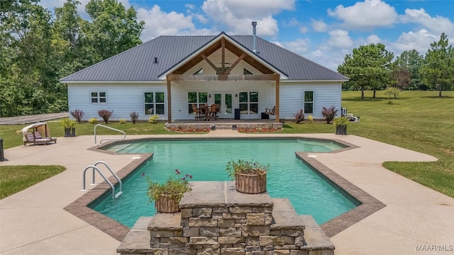 362 Driver Rd, Deatsville, AL 36022 - outdoor pool featuring a patio area, a yard, and french doors