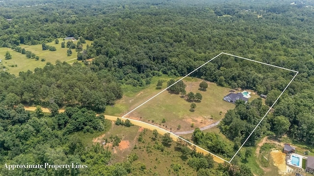 362 Driver Rd, Deatsville, AL 36022 - aerial view of property and surrounding area with a forest and property boundaries highlighted