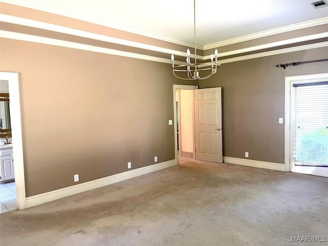 9858 Wynchase Cir, Montgomery, AL 36117 - carpeted empty room with ornamental molding and a chandelier