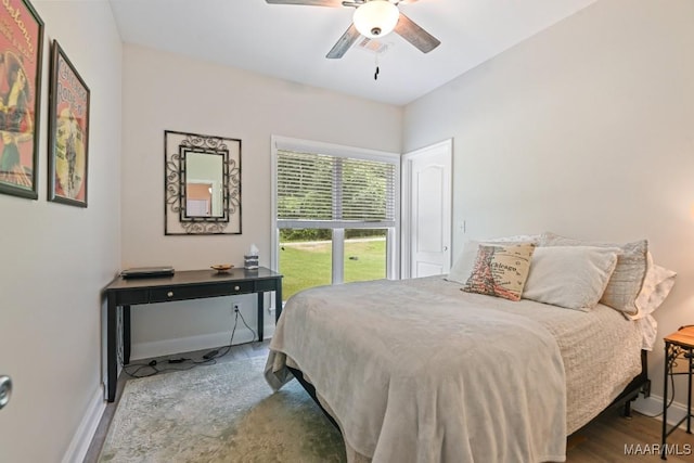 174 Shadow Wood Ln, Wetumpka, AL 36092 - bedroom featuring wood finished floors and a ceiling fan