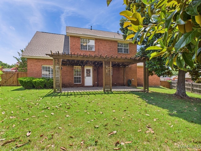 7467 Old Pump Rd, Montgomery, AL 36117 - rear view of property with brick siding, a pergola, a patio, and a fenced backyard