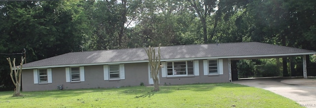 201 Donna Dr, Montgomery, AL 36108 - ranch-style home featuring driveway, stucco siding, a front lawn, and a carport