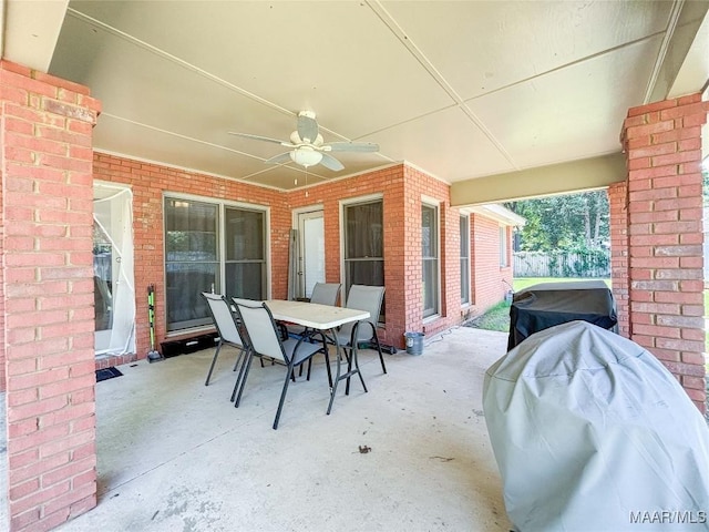 7908 Arrowhead Forest Ct, Montgomery, AL 36117 - view of patio / terrace featuring ceiling fan, outdoor dining area, and a grill