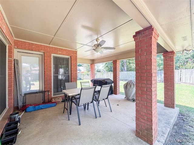 7908 Arrowhead Forest Ct, Montgomery, AL 36117 - view of patio featuring outdoor dining area, ceiling fan, and grilling area