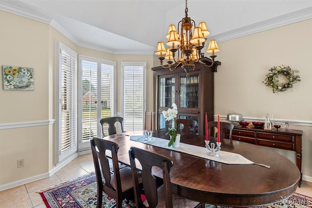 8872 Old Magnolia Way, Montgomery, AL 36116 - dining space featuring a chandelier, ornamental molding, and light tile patterned floors
