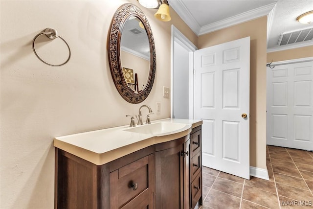 54 Pine Dr, Eclectic, AL 36024 - bathroom featuring tile patterned floors, vanity, and ornamental molding