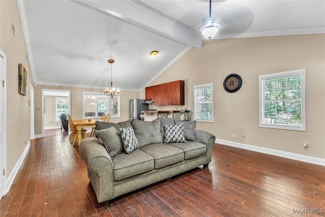 54 Pine Dr, Eclectic, AL 36024 - living room featuring a chandelier and dark wood-style flooring