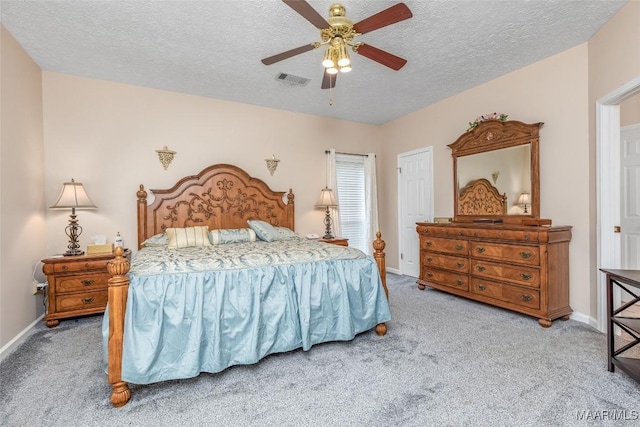 285 Cedar Ridge Dr, Wetumpka, AL 36093 - bedroom with carpet, a textured ceiling, and ceiling fan