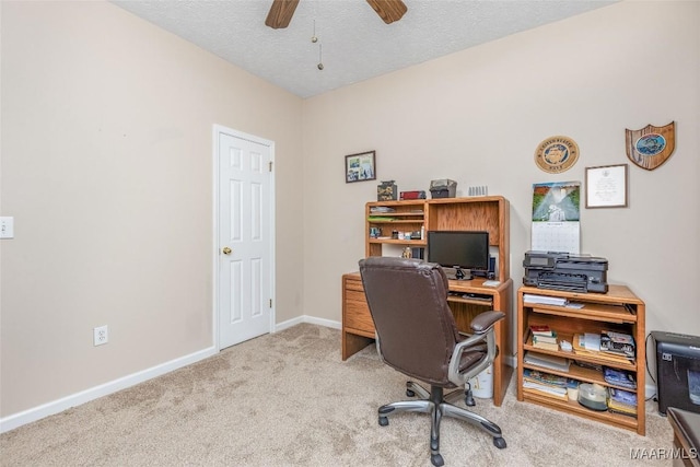 285 Cedar Ridge Dr, Wetumpka, AL 36093 - home office with carpet, a ceiling fan, and a textured ceiling