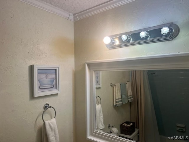 649 Partridge Ln, Prattville, AL 36067 - bathroom with crown molding, a textured ceiling, and a textured wall